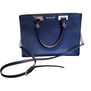 AUTHENTIC MICHAEL KORS QUINN SAFFIANO LEATHER SATCHEL HANDBAG PURSE - black